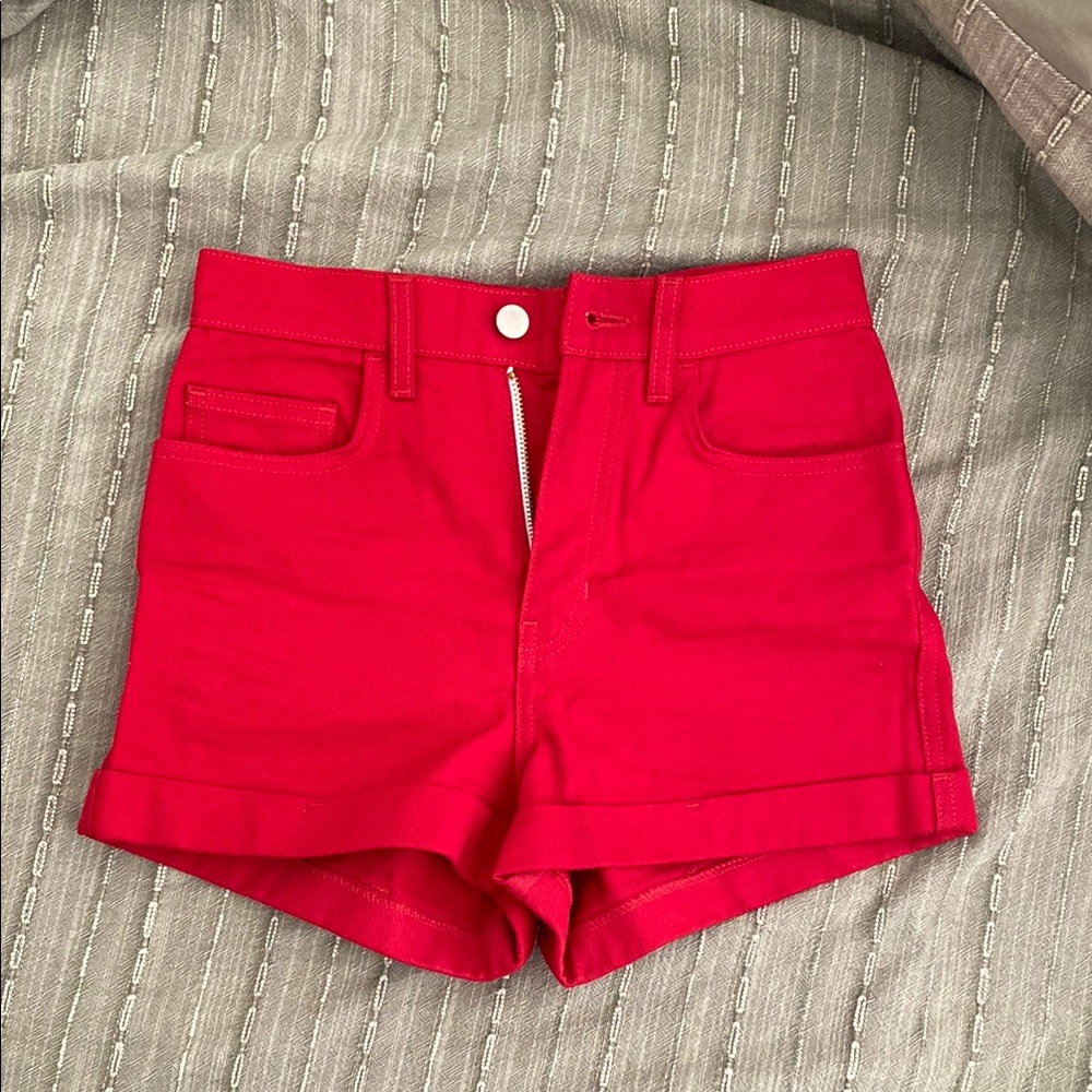 American Apparel Red Jean Shorts
